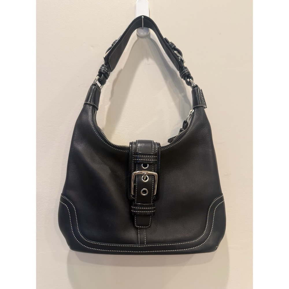 Vtg Coach Bag Black Leather Hampton Soho Hobo Buckle E04S-7462 Y2K - Picture 1 of 13